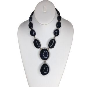 Avon NRT Necklace Blue Marbled Chunky Bold Retro 80’s Statement Vintage‎